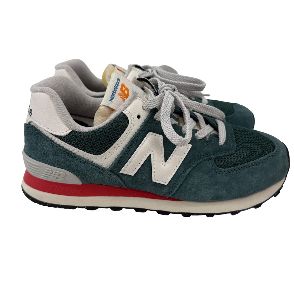 New Balance Classic 574 Teal Green White Suede Sneakers Mens 6 Womens 7.5